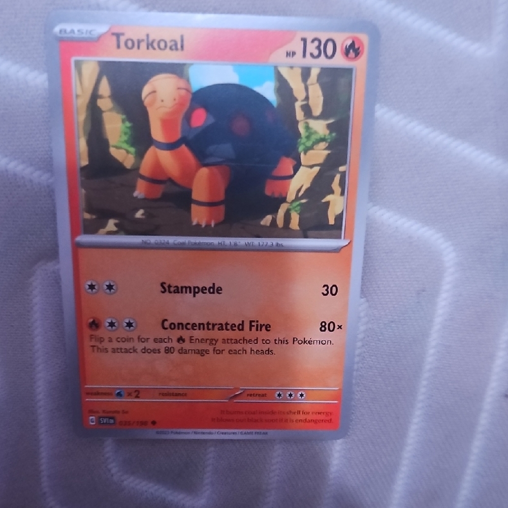 Pokemon Torkoal Card - Orange and Black
